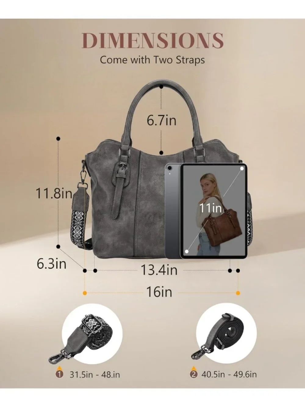 Stylish Hobo Purse for Women, Versatile Two-Strap Shoulder & Crossbody Bag